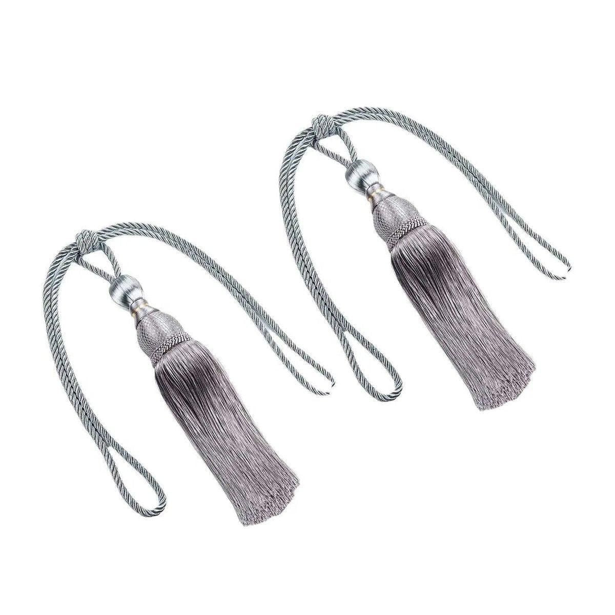 1pair Curtain Tiebacks Hanging Balls Tassel Rope Decorative Curtain Holders - Grey V528-TASSEL-BALL-2PCS-GREY-132410