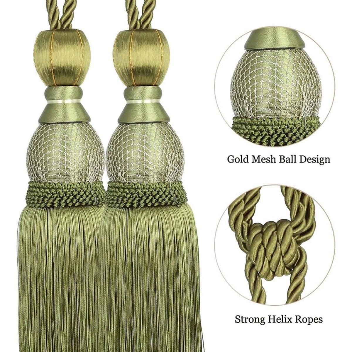 1pair Curtain Tiebacks Hanging Balls Tassel Rope Decorative Curtain Holders - Grey V528-TASSEL-BALL-2PCS-GREY-132410