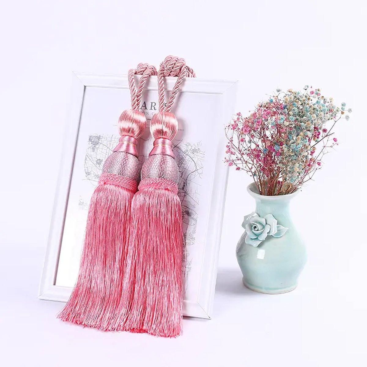 1pair Curtain Tiebacks Hanging Balls Tassel Rope Decorative Curtain Holders - Grey V528-TASSEL-BALL-2PCS-GREY-132410