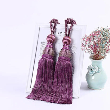 1pair Curtain Tiebacks Hanging Balls Tassel Rope Decorative Curtain Holders - Grey V528-TASSEL-BALL-2PCS-GREY-132410