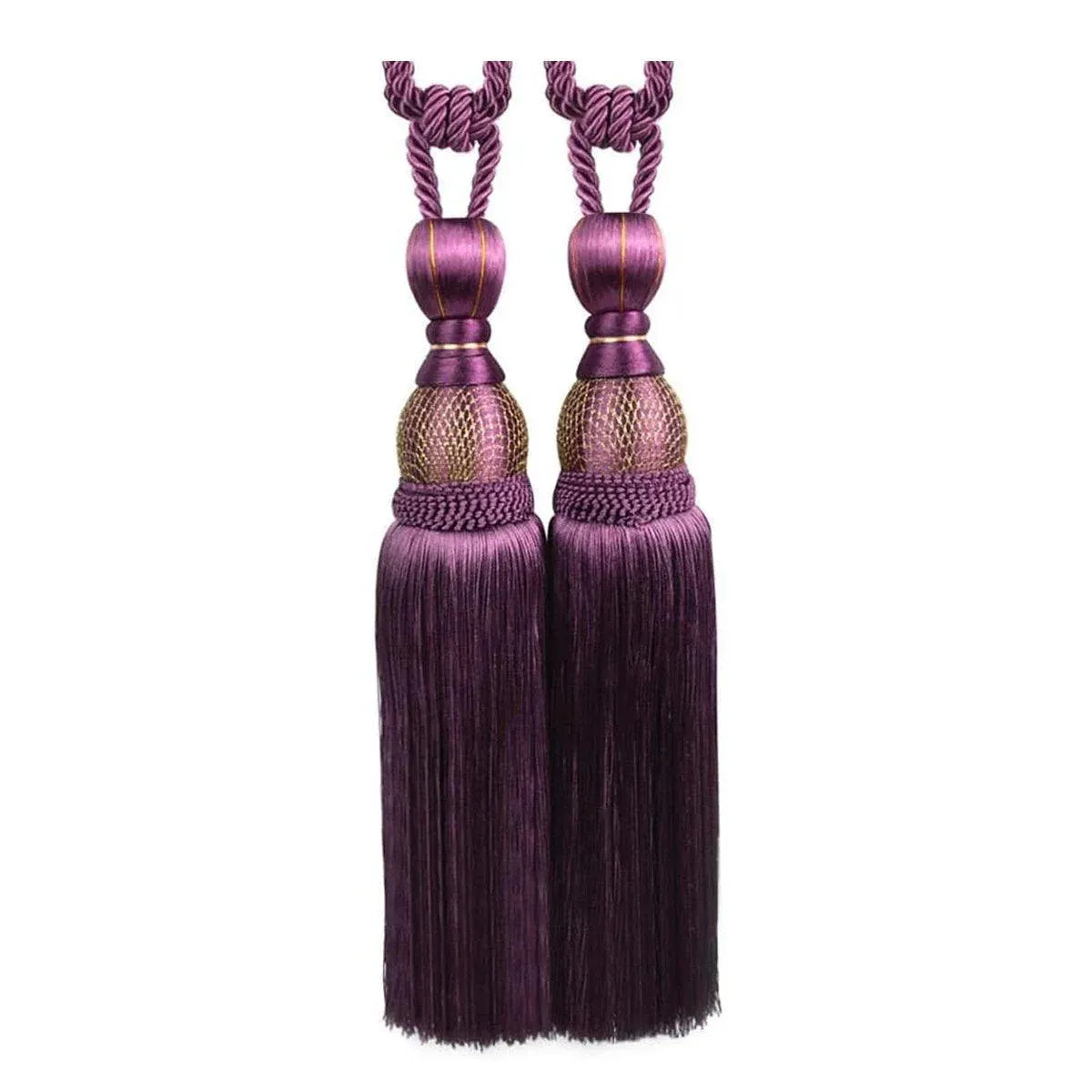 1pair Curtain Tiebacks Hanging Balls Tassel Rope Decorative Curtain Holders - Purple V528-TASSEL-BALL-2PCS-PURPLE-867725