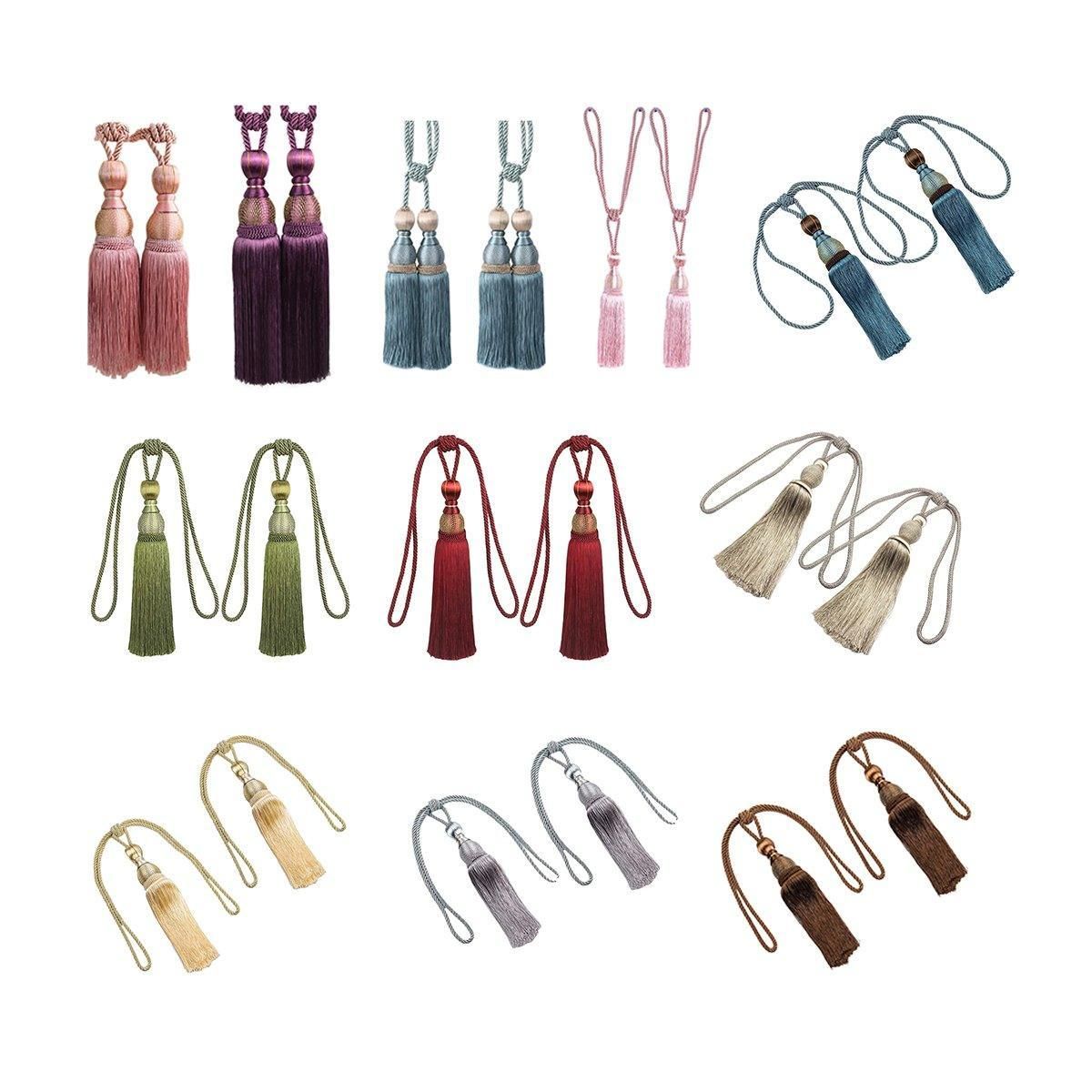 1pair Curtain Tiebacks Hanging Balls Tassel Rope Decorative Curtain Holders - Purple V528-TASSEL-BALL-2PCS-PURPLE-867725
