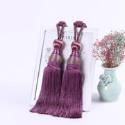 1pair Curtain Tiebacks Hanging Balls Tassel Rope Decorative Curtain Holders - Purple V528-TASSEL-BALL-2PCS-PURPLE-867725
