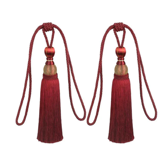 1pair Curtain Tiebacks Hanging Balls Tassel Rope Decorative Curtain Holders - Purplish Red V528-TASSELBALL-2PCS-PURPLISH-RED-413425