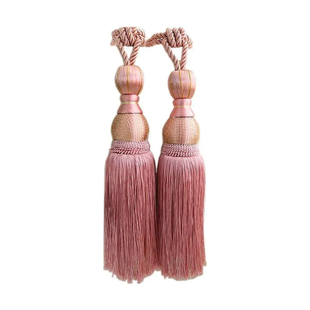 1pair Curtain Tiebacks Hanging Balls Tassel Rope Decorative Curtain Holders - Mauve Pink V528-TASSELBALL-2PCS-RUBBERPOWDER-592654