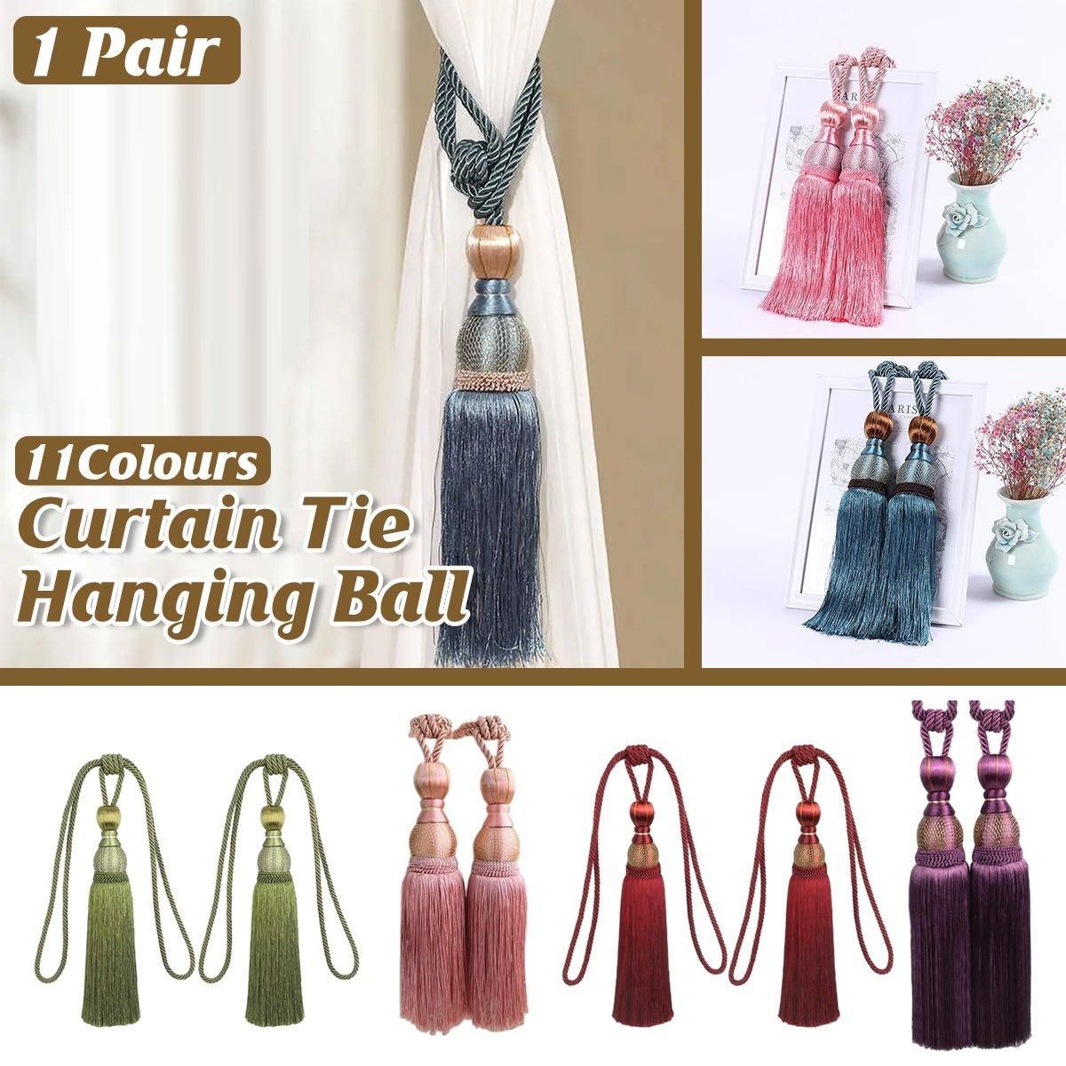 1pair Curtain Tiebacks Hanging Balls Tassel Rope Decorative Curtain Holders - Mauve Pink V528-TASSELBALL-2PCS-RUBBERPOWDER-592654