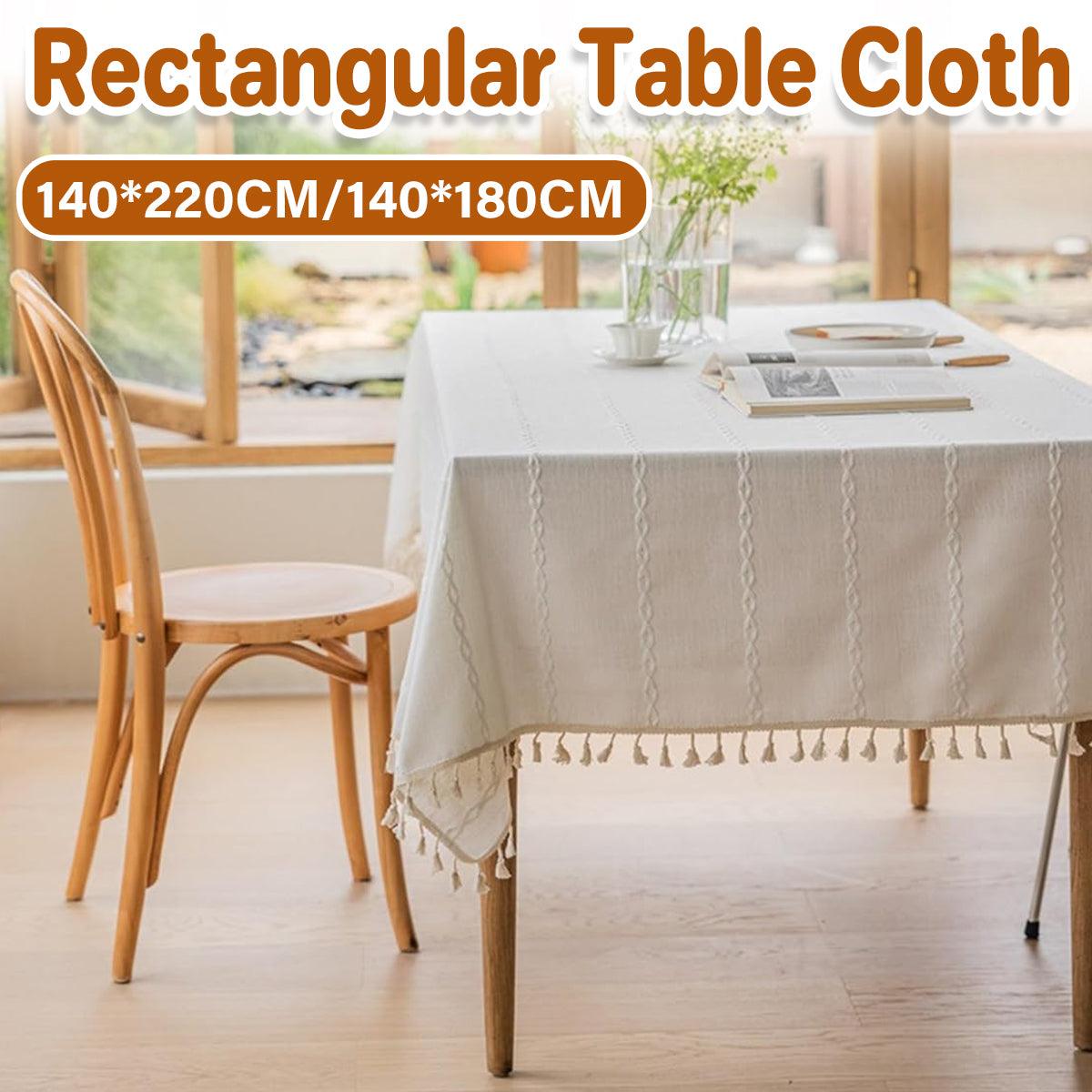 Rectangular Tablecloth Home Dining Table Cover Coffee Table Cloth Waterproof - 140x220cm V528-TC-WHITE-140-220-256033