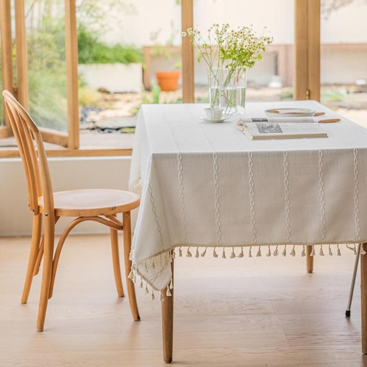 Rectangular Tablecloth Home Dining Table Cover Coffee Table Cloth Waterproof - 140x220cm V528-TC-WHITE-140-220-256033