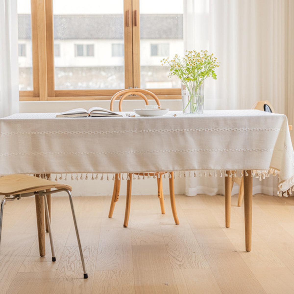 Rectangular Tablecloth Home Dining Table Cover Coffee Table Cloth Waterproof - 140x220cm V528-TC-WHITE-140-220-256033