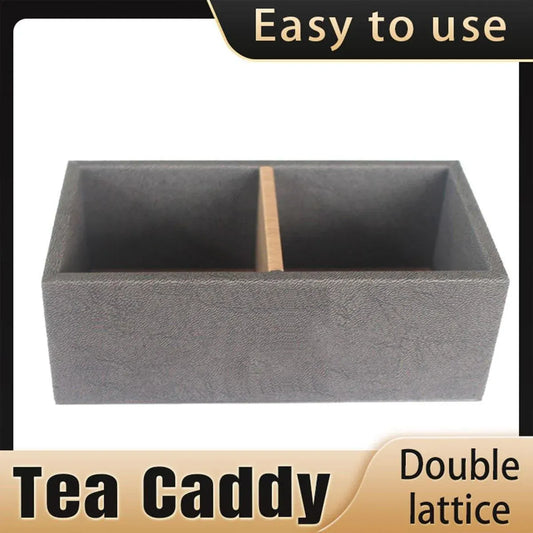 Double Compartment Tea Caddy Hotel Room Storage Organizer for Tea Bags Sugar V528-TEA-BOX-165-85-55-171240