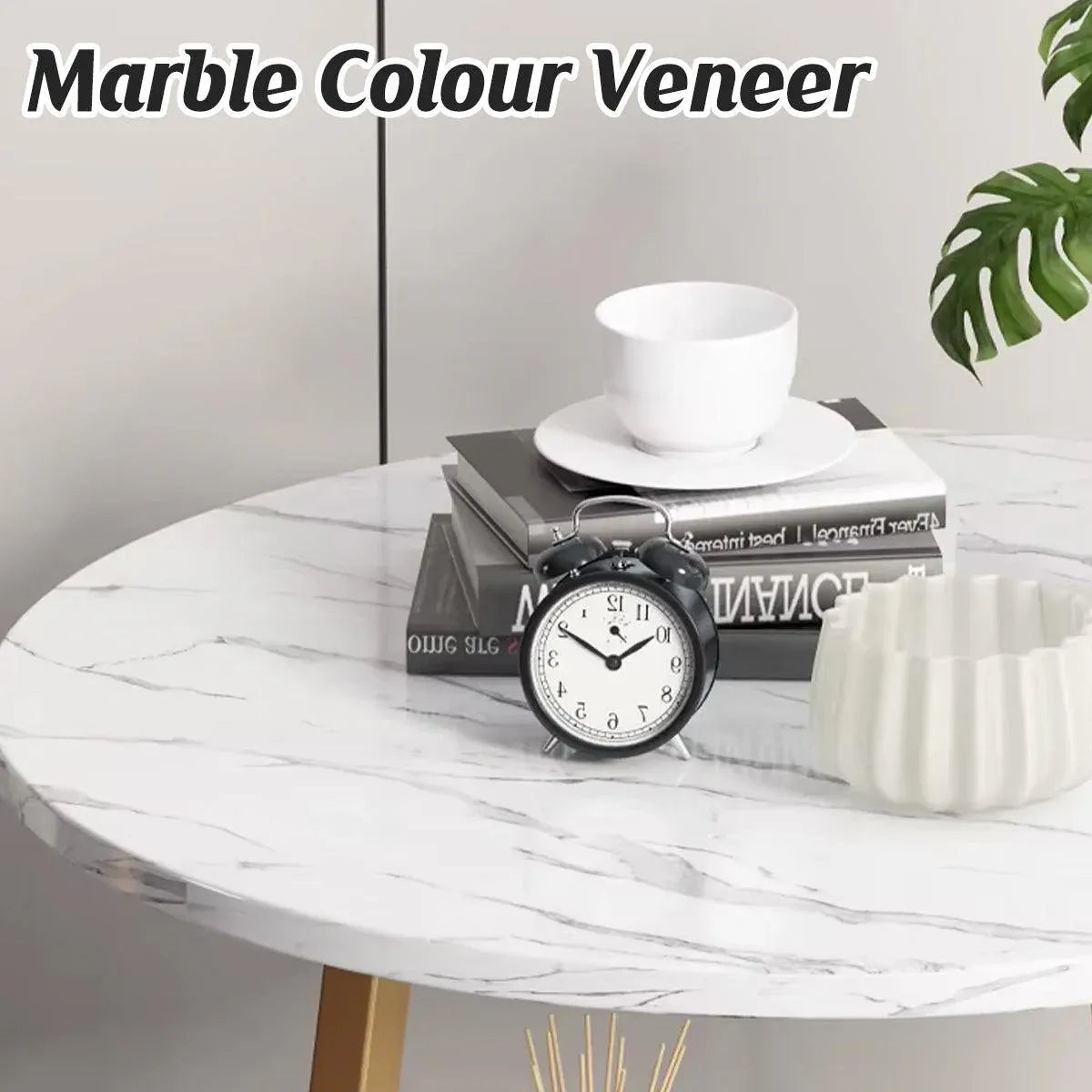 Round Side Table 2 Tier White Nightstand Coffee Sofa End Table Marble Design V528-TEA-TABLE-WHITE-GOLD-486314