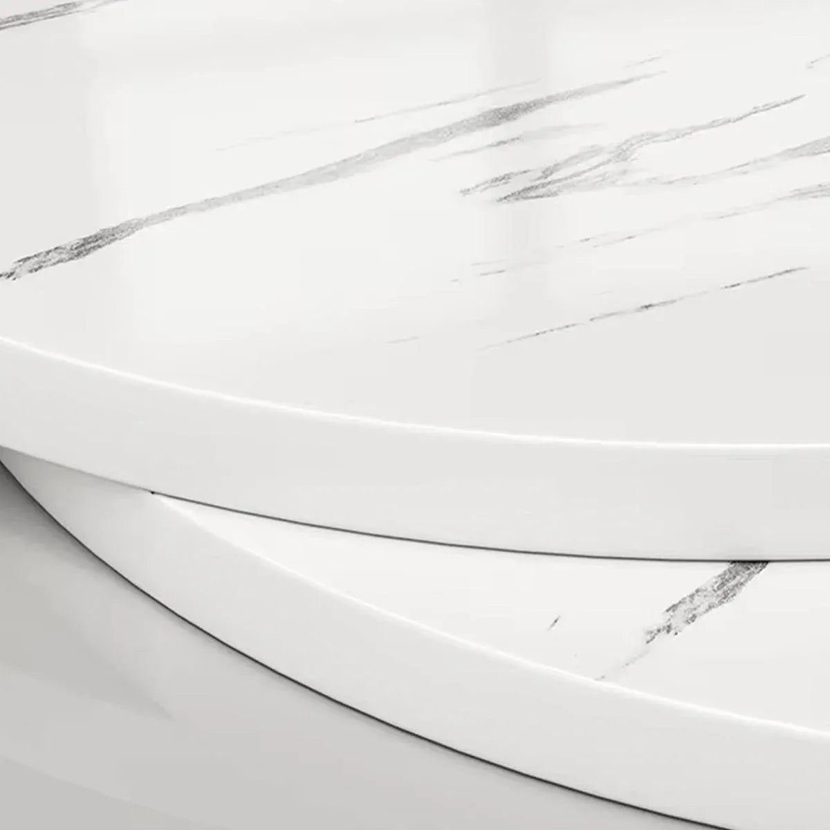 Round Side Table 2 Tier White Nightstand Coffee Sofa End Table Marble Design V528-TEA-TABLE-WHITE-GOLD-486314
