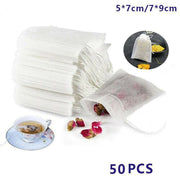 50PCS Empty Tea Filter Bags Drawstring Disposable Herb Spice Soup Pouches - 5x7cm V528-TEABAG-5-7-50PCS-03541