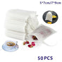 50PCS Empty Tea Filter Bags Drawstring Disposable Herb Spice Soup Pouches - 5x7cm V528-TEABAG-5-7-50PCS-03541