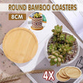 4x Round Bamboo Wooden Coaster Tea Coffee Drink Holders Pallet Beverage Mat Pad V528-TEAHOLDER-4PCS-205526