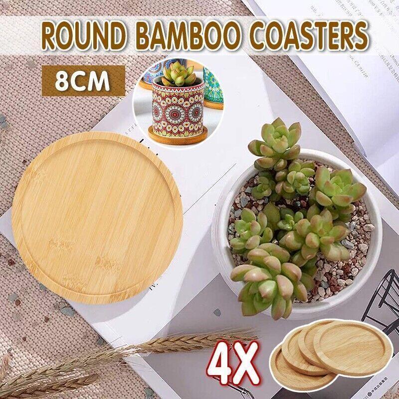 4x Round Bamboo Wooden Coaster Tea Coffee Drink Holders Pallet Beverage Mat Pad V528-TEAHOLDER-4PCS-205526