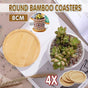 4x Round Bamboo Wooden Coaster Tea Coffee Drink Holders Pallet Beverage Mat Pad V528-TEAHOLDER-4PCS-205526