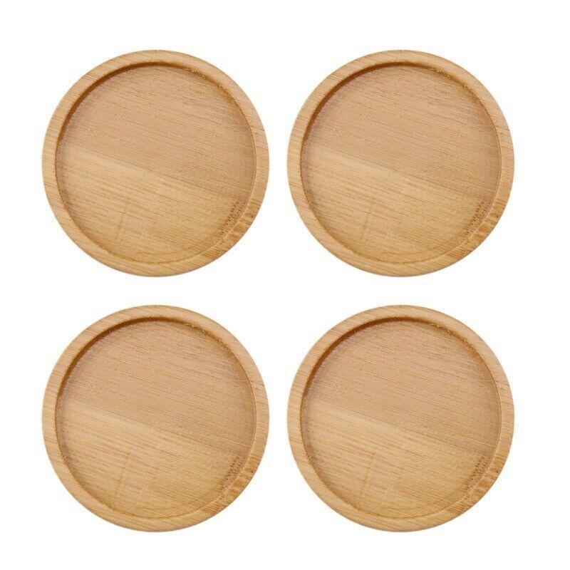 4x Round Bamboo Wooden Coaster Tea Coffee Drink Holders Pallet Beverage Mat Pad V528-TEAHOLDER-4PCS-205526