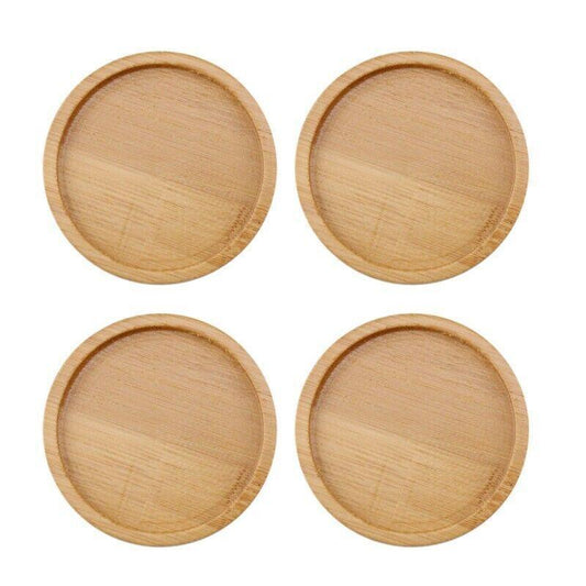 4x Round Bamboo Wooden Coaster Tea Coffee Drink Holders Pallet Beverage Mat Pad V528-TEAHOLDER-4PCS-205526