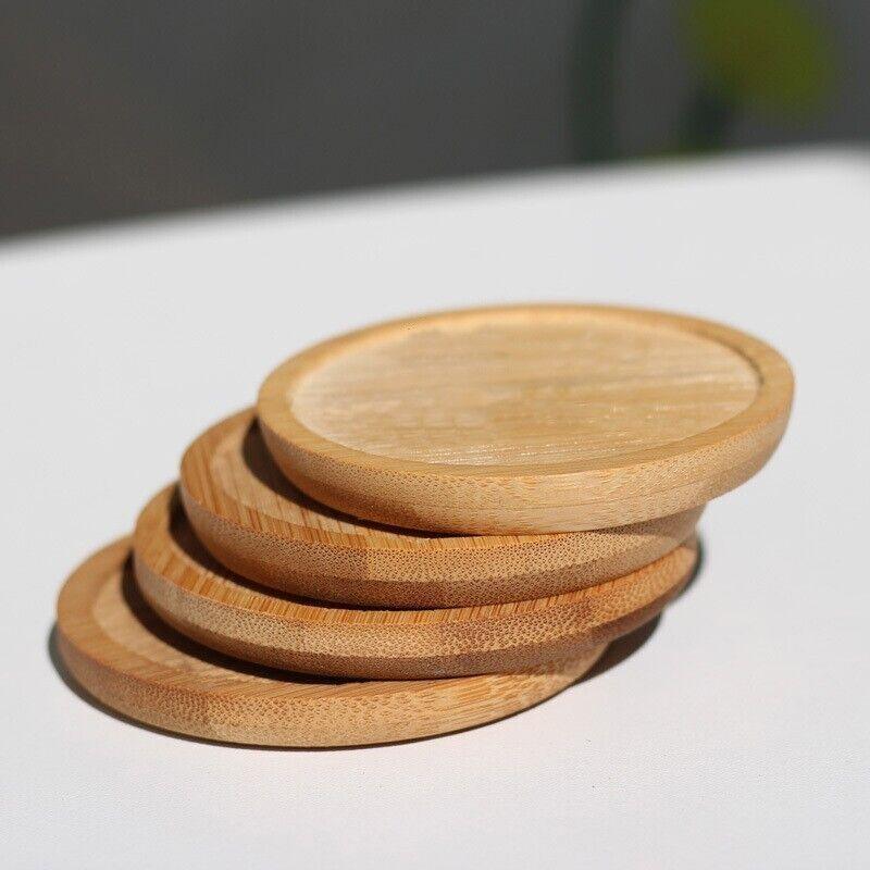 4x Round Bamboo Wooden Coaster Tea Coffee Drink Holders Pallet Beverage Mat Pad V528-TEAHOLDER-4PCS-205526
