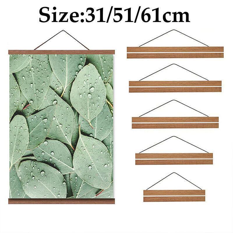 Teak Wooden Poster Frame 31-61cm Wall Art Scroll Hanger Picture Frame Clamp Holder - 51CM V528-TEAKWOODENHANGING-51CM-696309