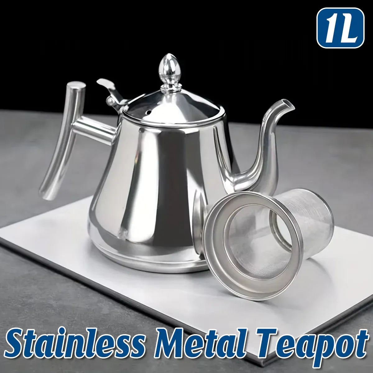 Thickened Stainless Steel Teapot Kettle With Strainer For Restaurant Hotel Use V528-TEAPOT-1L-156995