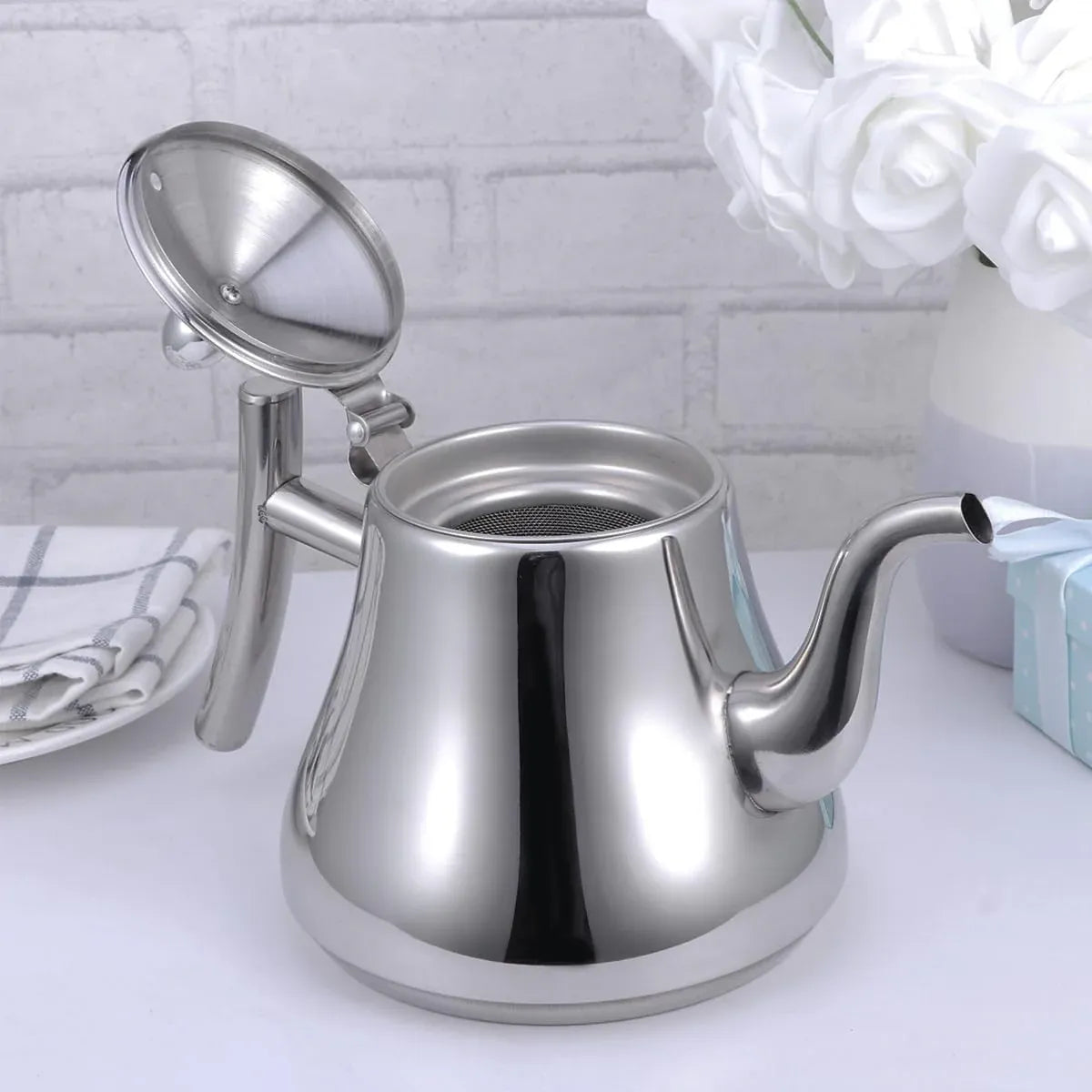 Thickened Stainless Steel Teapot Kettle With Strainer For Restaurant Hotel Use V528-TEAPOT-1L-156995