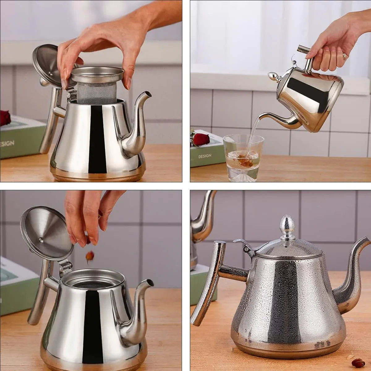Thickened Stainless Steel Teapot Kettle With Strainer For Restaurant Hotel Use V528-TEAPOT-1L-156995