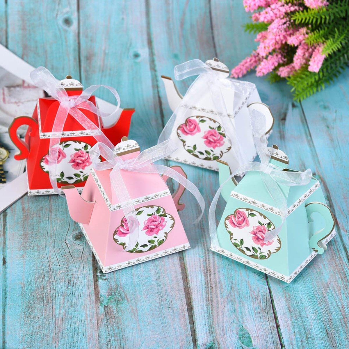 50Pcs Teapot Candy Boxes Wedding Favor Gift Packaging Tea Party Decorations - Blue V528-TEAPOTS-BOX-50PCS-BLUE-484770