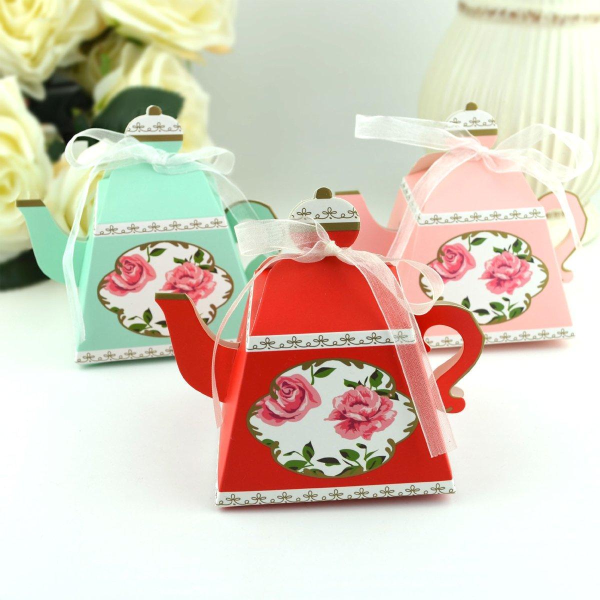 50Pcs Teapot Candy Boxes Wedding Favor Gift Packaging Tea Party Decorations - Blue V528-TEAPOTS-BOX-50PCS-BLUE-484770