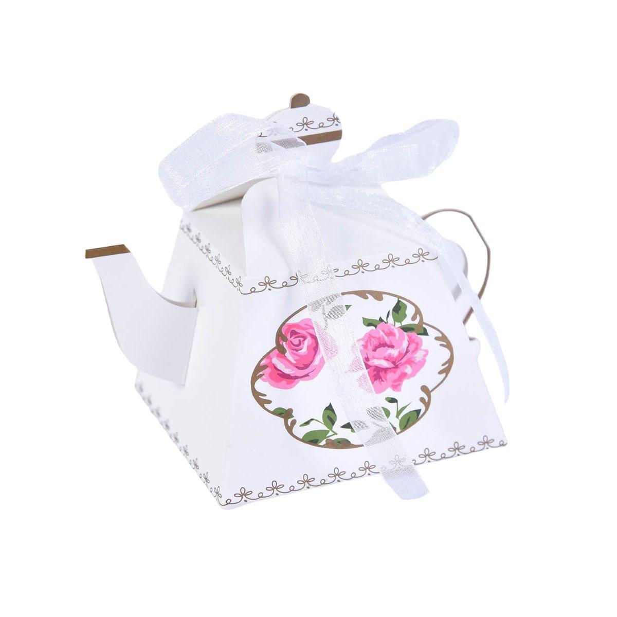 50Pcs Teapot Candy Boxes Wedding Favor Gift Packaging Tea Party Decorations - Blue V528-TEAPOTS-BOX-50PCS-BLUE-484770