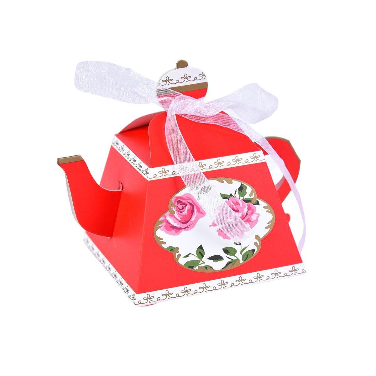 50Pcs Teapot Candy Boxes Wedding Favor Gift Packaging Tea Party Decorations - White V528-TEAPOTS-BOX-50PCS-WHITE-825762