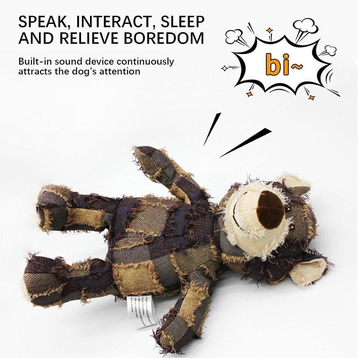 Puppy Squeaky Plush Toy Small Dog Chew Soft Bear Pet Companion - Brown-22cm V528-TEETHING-TOY-BEAR-BROWN-22-715435