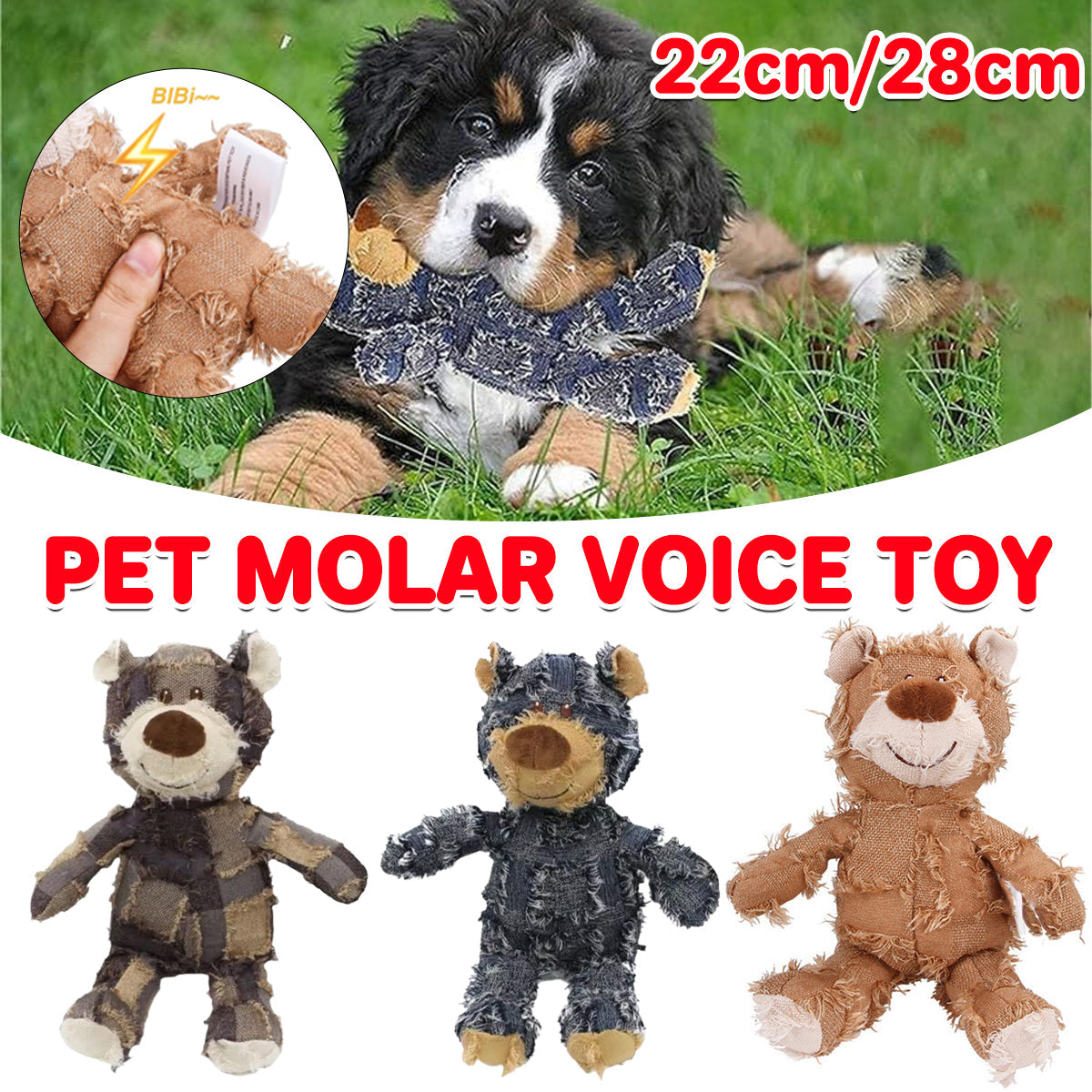 Puppy Squeaky Plush Toy Small Dog Chew Soft Bear Pet Companion - Brown-28cm V528-TEETHING-TOY-BEAR-BROWN-28-553958
