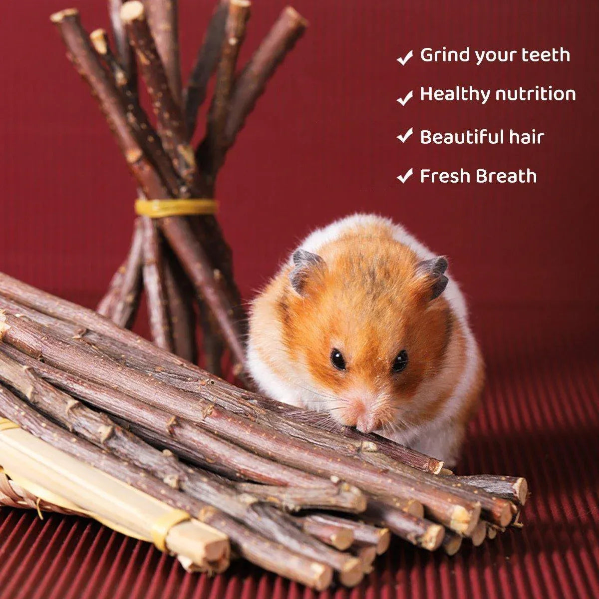 Natural Rabbit Molar Snacks Hamster Branches Sweet Bamboo Grinding Teeth Wood - White V528-TEETHING-TOY-TZ-100G-678601