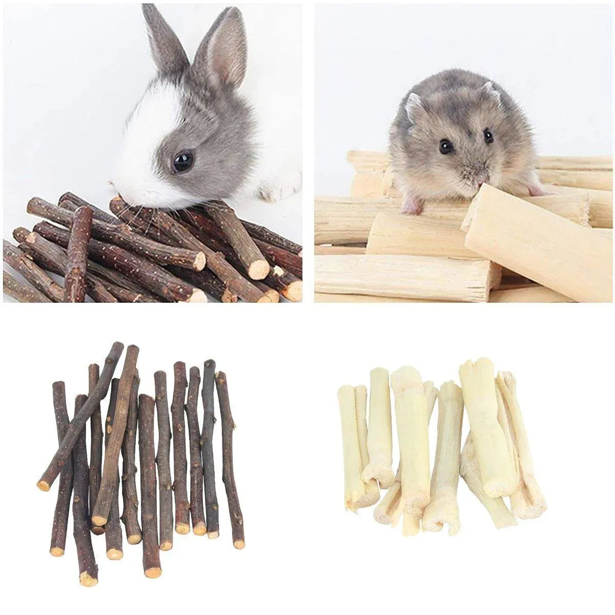 Natural Rabbit Molar Snacks Hamster Branches Sweet Bamboo Grinding Teeth Wood - White V528-TEETHING-TOY-TZ-100G-678601