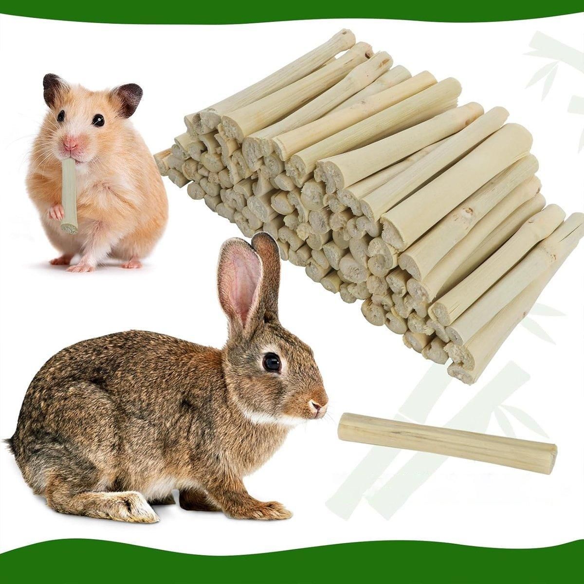 Natural Rabbit Molar Snacks Hamster Branches Sweet Bamboo Grinding Teeth Wood - White V528-TEETHING-TOY-TZ-100G-678601