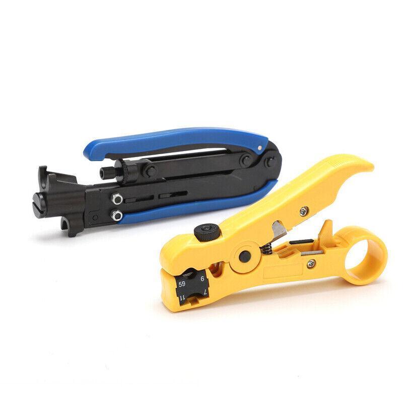 2pcs Coaxial Cable Crimper and Wire Stripper Tool Kit for RG6 RG59 RG11 F Type V528-TELSTRAPUNCH-376544