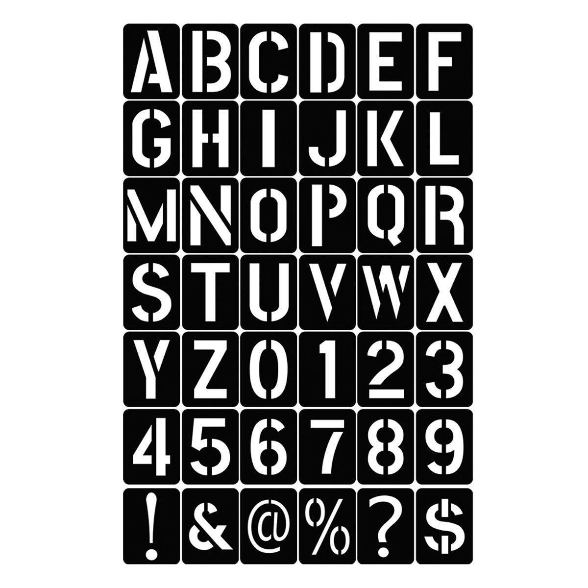 DIY Black Plastic Numerical Letter Symbol Inkjet Template for Wall Furniture V528-TEMPLATE-42PCS-985108