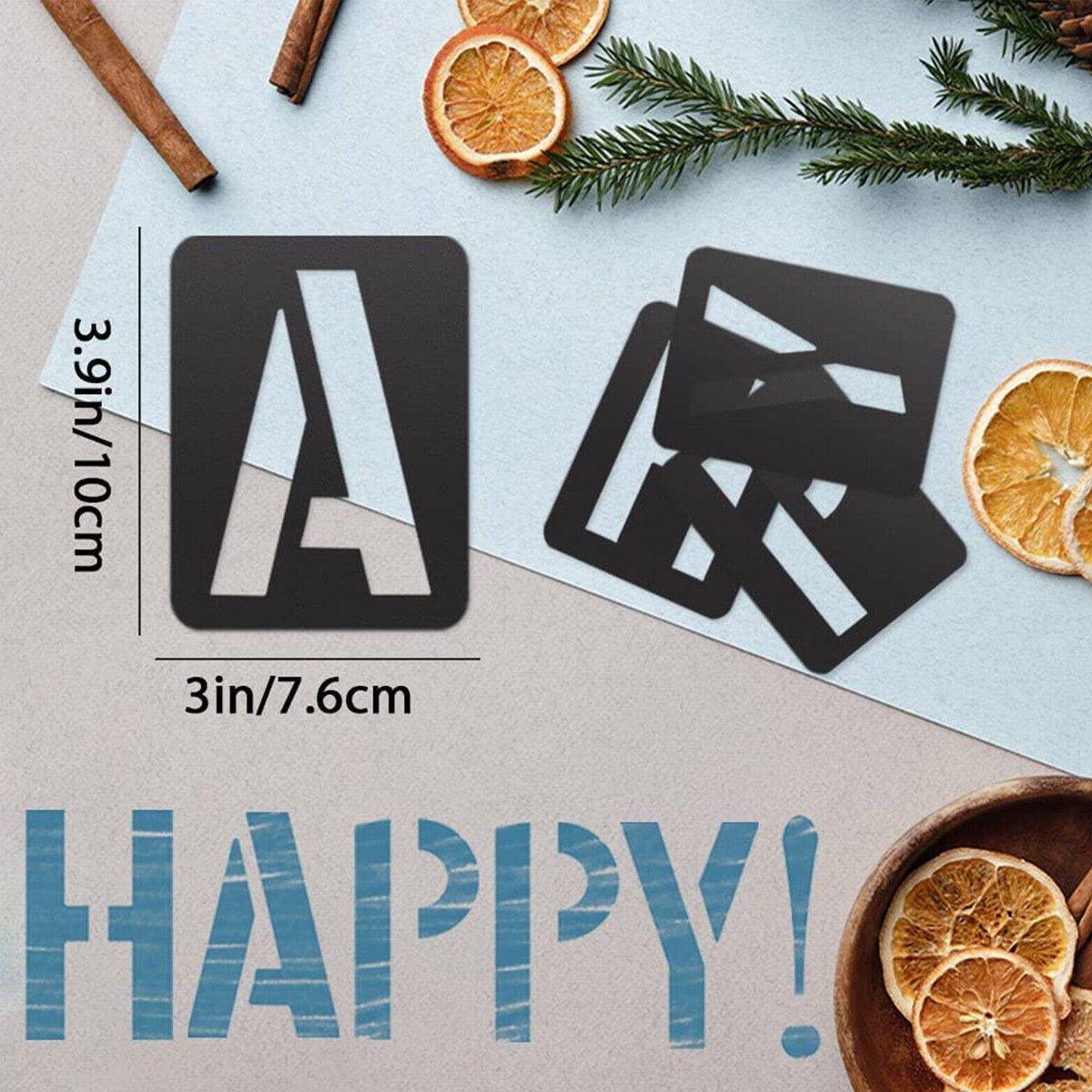 DIY Black Plastic Numerical Letter Symbol Inkjet Template for Wall Furniture V528-TEMPLATE-42PCS-985108