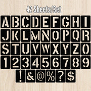 DIY Black Plastic Numerical Letter Symbol Inkjet Template for Wall Furniture V528-TEMPLATE-42PCS-985108