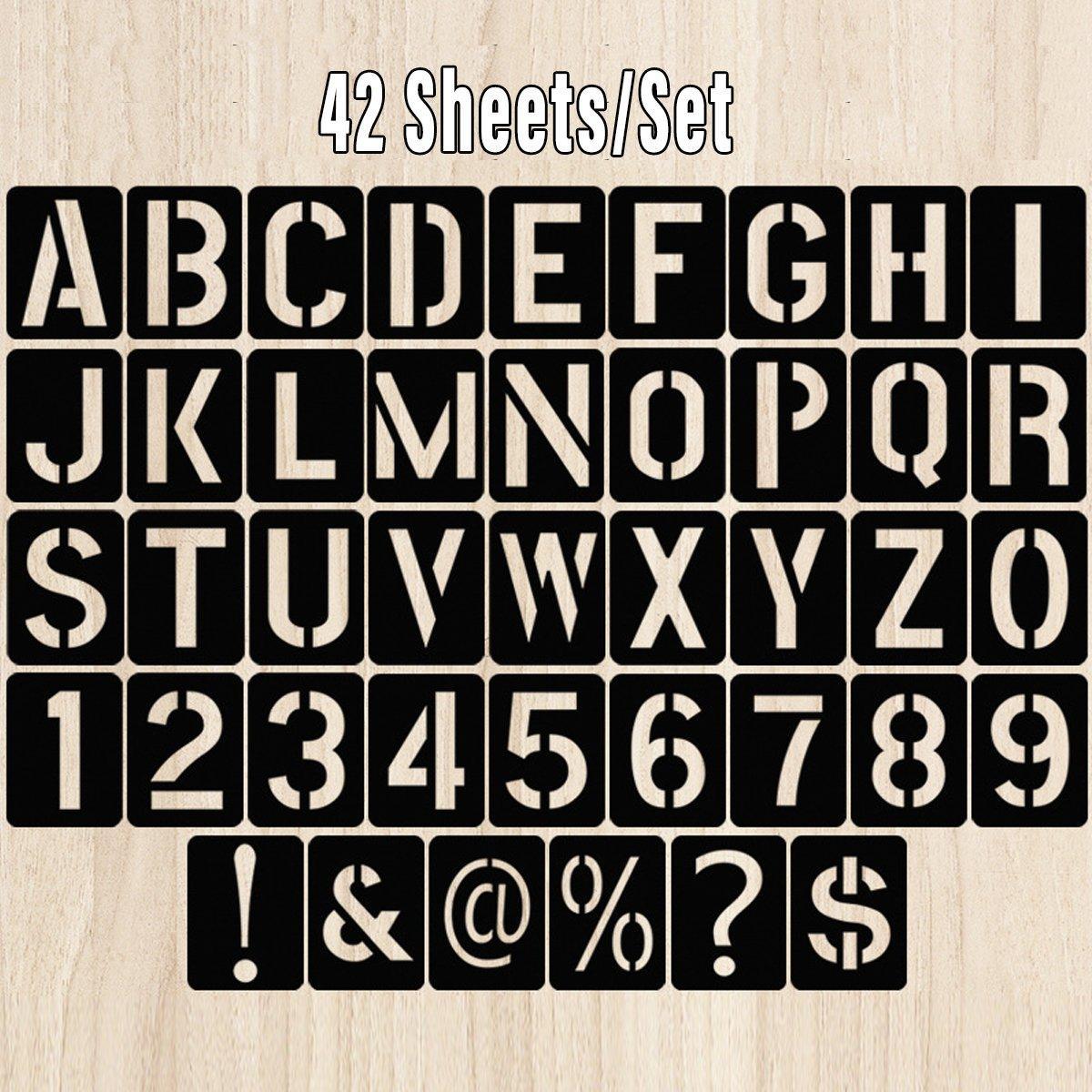 DIY Black Plastic Numerical Letter Symbol Inkjet Template for Wall Furniture V528-TEMPLATE-42PCS-985108