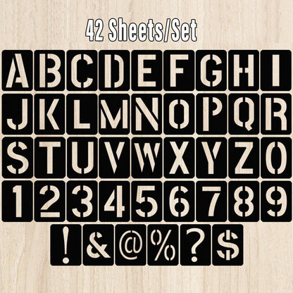 DIY Black Plastic Numerical Letter Symbol Inkjet Template for Wall Furniture V528-TEMPLATE-42PCS-985108