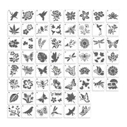 60X Flower Painting Stencils on Wood Canvas Reusable Stencil Art Template Fabric V528-TEMPLATE-60PCS-863261
