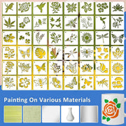 60X Flower Painting Stencils on Wood Canvas Reusable Stencil Art Template Fabric V528-TEMPLATE-60PCS-863261