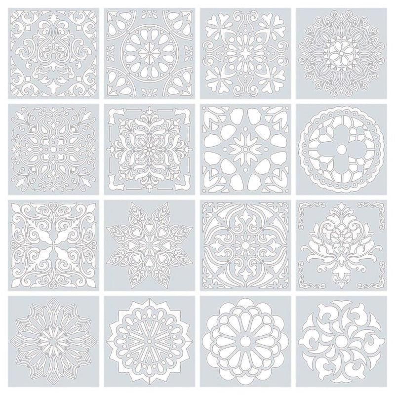 16 Pack Mandala Painting Stencils Drawing Dot Templates For Floor Wall DIY Decor V528-TEMPLATES-16PACK-9527536