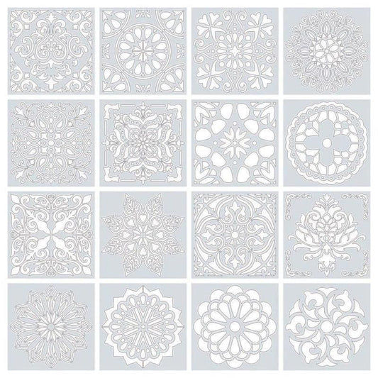 16 Pack Mandala Painting Stencils Drawing Dot Templates For Floor Wall DIY Decor V528-TEMPLATES-16PACK-9527536