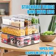 10PCS Clear PET Refrigerator Storage Box Food Grade Fruit Freezer Organizer Set V528-TEN-KITCHEN-CRISPER-BOXES-228185