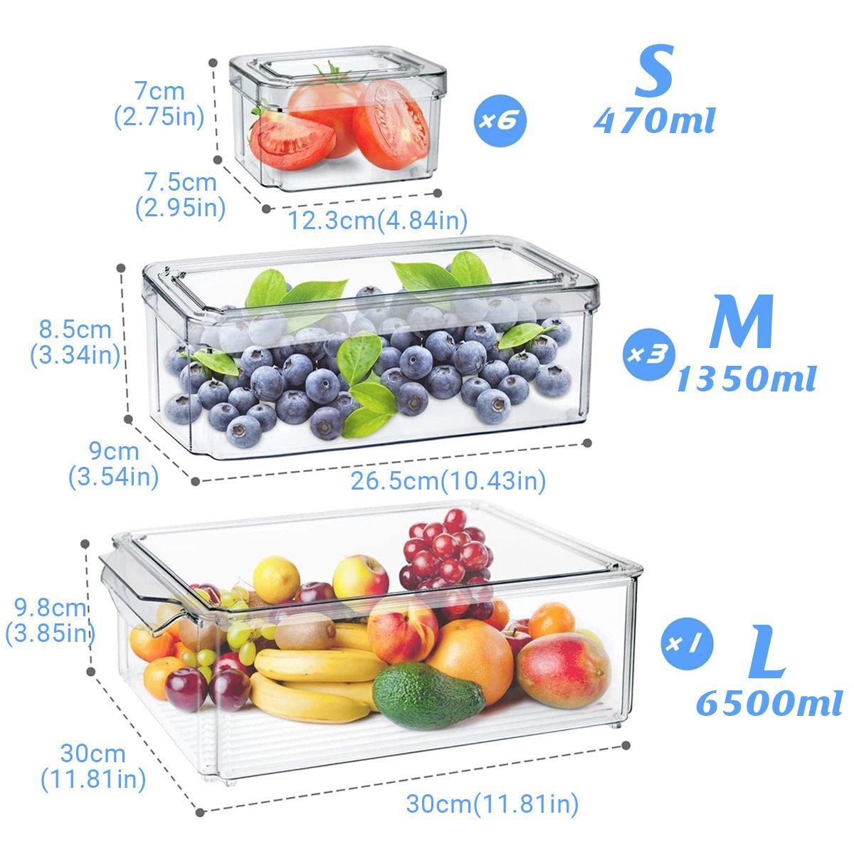 10PCS Clear PET Refrigerator Storage Box Food Grade Fruit Freezer Organizer Set V528-TEN-KITCHEN-CRISPER-BOXES-228185