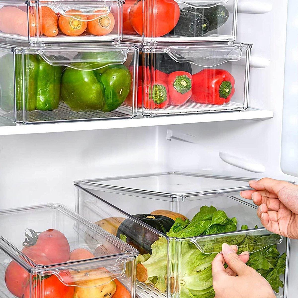 10PCS Clear PET Refrigerator Storage Box Food Grade Fruit Freezer Organizer Set V528-TEN-KITCHEN-CRISPER-BOXES-228185